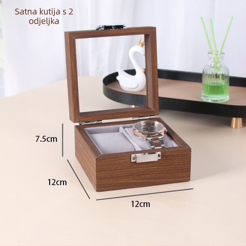 Kutija za izlaganje satova - drvena MDF+PU+cinkova legura+staklo, sastavlja, završno pakiranje, opće pakiranje/nakit/dnevne potrebe