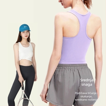 Jednodijelna sportska vest s jastučićima za prsima — šok apsorbirajući fitness grudnjak, 75% najlon, 25% spandex, sezona 2023
