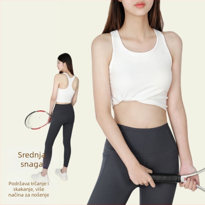 Jednodijelna sportska vest s jastučićima za prsima — šok apsorbirajući fitness grudnjak, 75% najlon, 25% spandex, sezona 2023