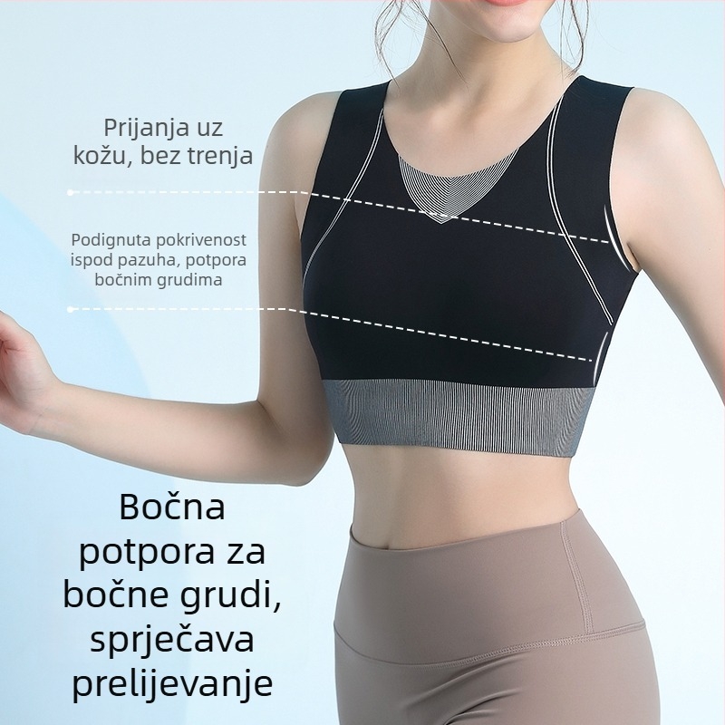 Bezšivni sportski grudnjak visokog intenziteta, otporan na udarce i s podrškom protiv opuštanja grudi, za trčanje, fitness i jogu, za žene