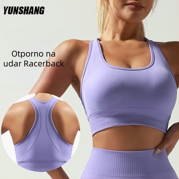 I-back joga sportski top bez šavova, visoka podrška za trčanje; materijal najlon/elastan; puna košarica s srednjim oblikovanjem košarica; fiksne dvostruke naramenice