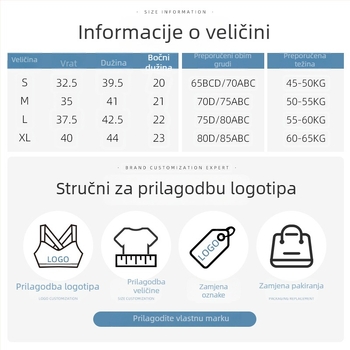 Šok-dokazni sportski prsluk za trčanje s fiksnom čašicom, 3/4 čašica, fiksne dvostruke naramenice, U-oblik, najlon s podstavnim spandexom, plisirani dizajn