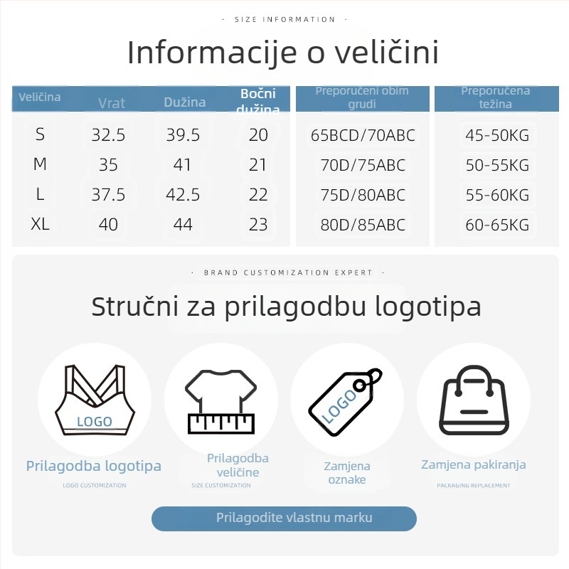 Šok-dokazni sportski prsluk za trčanje s fiksnom čašicom, 3/4 čašica, fiksne dvostruke naramenice, U-oblik, najlon s podstavnim spandexom, plisirani dizajn