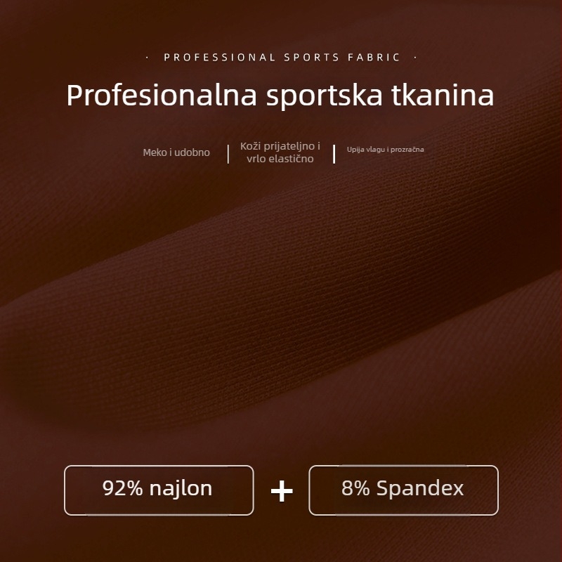 Šok-dokazni sportski prsluk za trčanje s fiksnom čašicom, 3/4 čašica, fiksne dvostruke naramenice, U-oblik, najlon s podstavnim spandexom, plisirani dizajn
