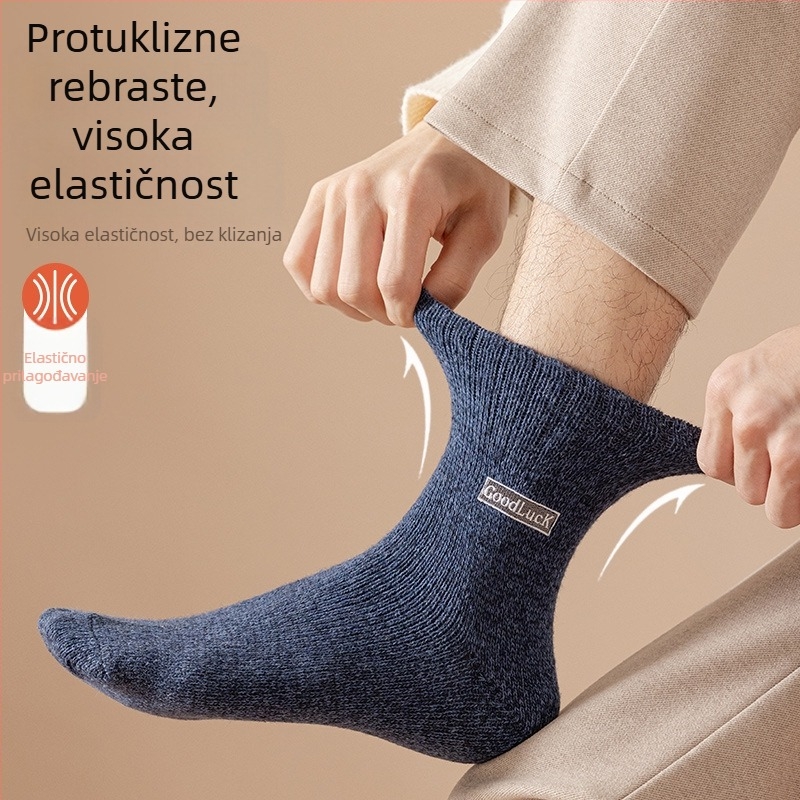 Zimske vunene čarape za muškarce, srednje dužine do lista, debele, topli i upijaju znoj, jednobojne