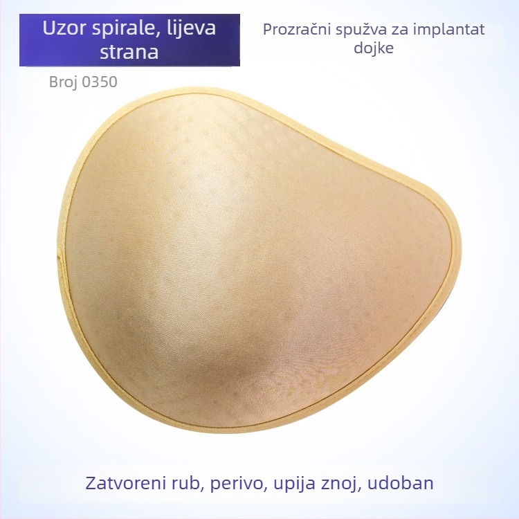Postoperativna pamučna proteza dojke, prozračna i lagana jastučić za dojke (materijal: pamuk; debljina: zgušćena; funkcija: povećava volumen; oblik bradavice: spiralo dugi trokut; uvedena 2021)