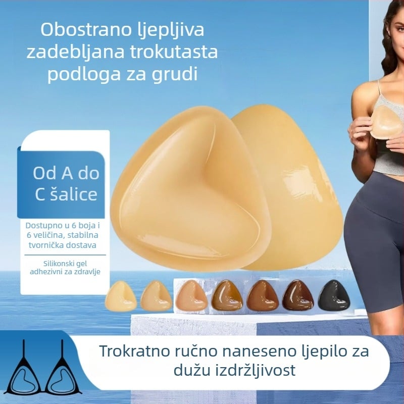 Silikonske podloške za grudi, samoljepljive, trokutaste, dvostrane, za bikini