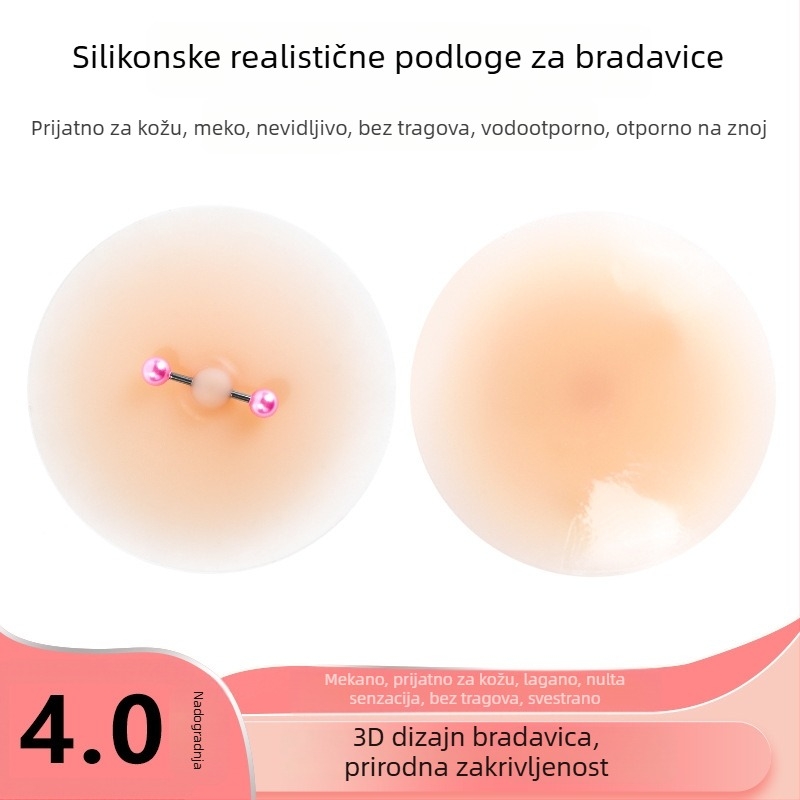 Silikonski realistični flaster za bradavice u boji kože, s ljepilom, ukras bradavica šiljkom, nevidljivi grudni flaster