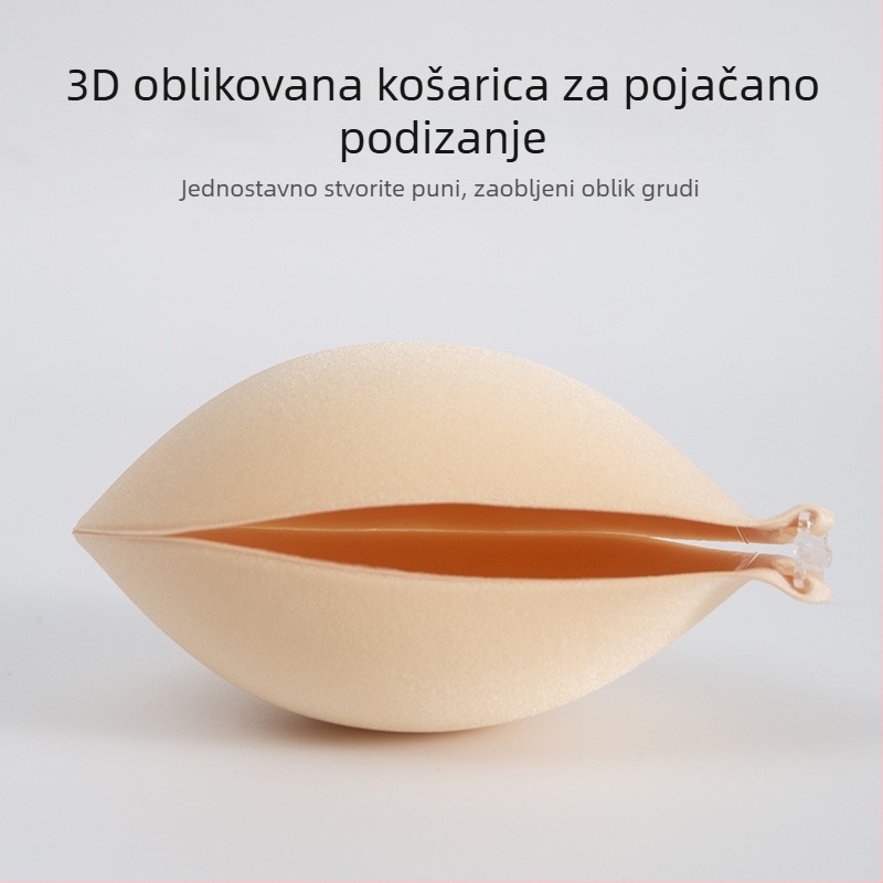 Ljepljene trake za podizanje dojki s kružnim oblikom čašice, prozračne, debele punjenja, čvrsto drže, nevidljive naramenice, za vjenčanicu