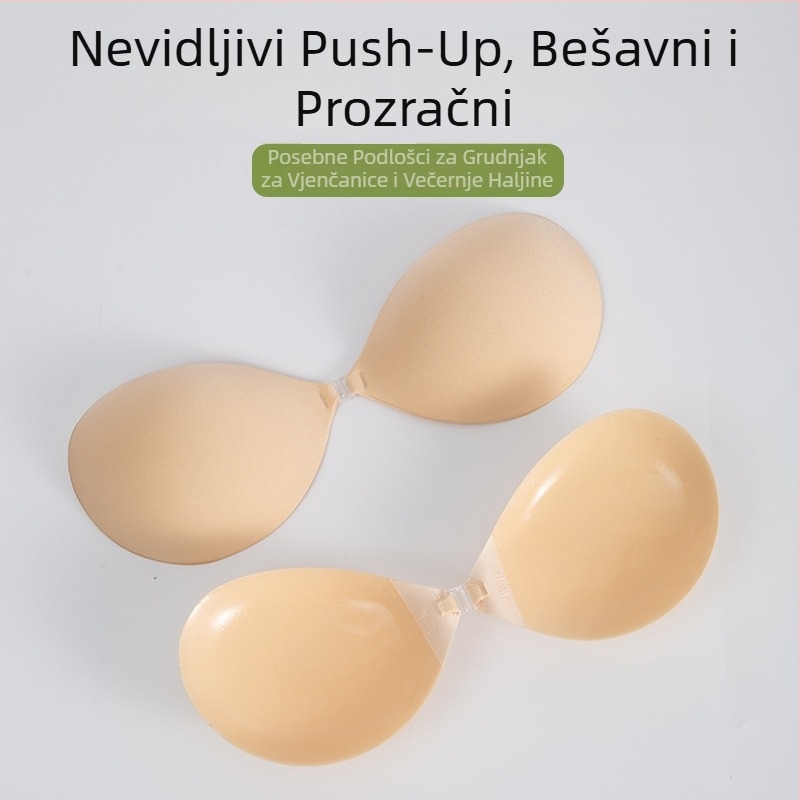 Ljepljene trake za podizanje dojki s kružnim oblikom čašice, prozračne, debele punjenja, čvrsto drže, nevidljive naramenice, za vjenčanicu