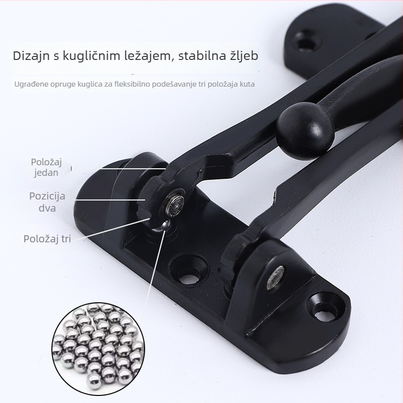Protukradna brava za vrata s sigurnosnim lancem — tip gumba, cinkova legura, elektroplatirani završni sloj, model: anti-theft buckle, prilagodljivo