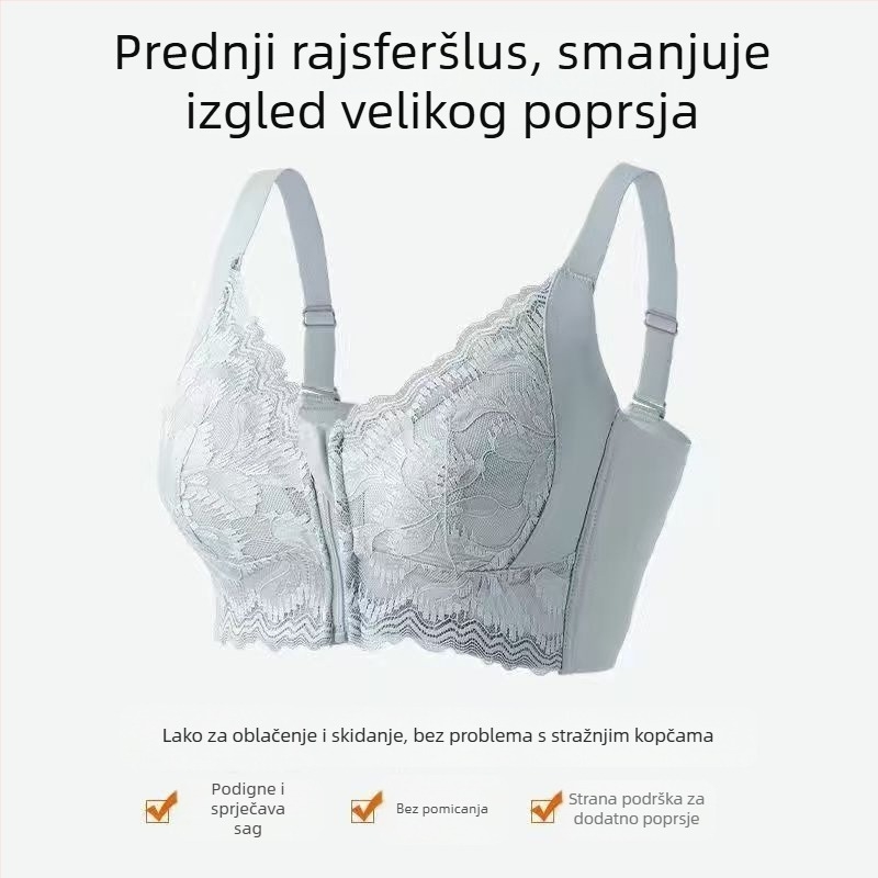 Sutien s prednjim zatvaračem, ultra tanke košarice, najlon materijal, potpuna podrška