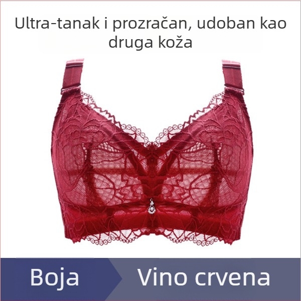 Grudnjak s punim košaricama, ultra tanak oblik košarice, odvojive dvostruke naramenice, čipkasti rub, dijamantni ukrasi