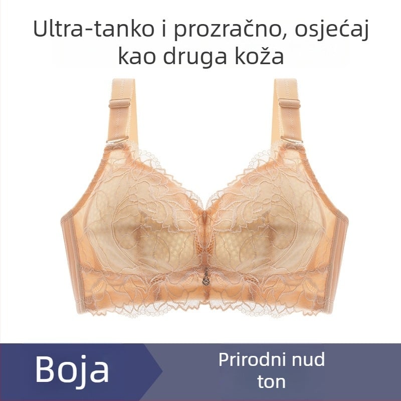 Grudnjak s punim košaricama, ultra tanak oblik košarice, odvojive dvostruke naramenice, čipkasti rub, dijamantni ukrasi