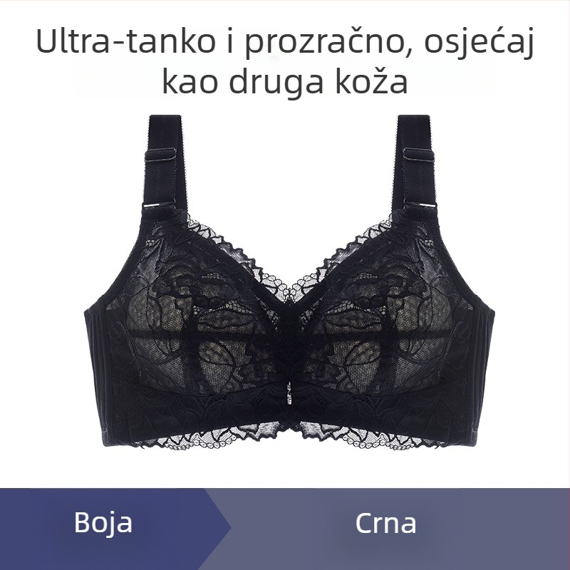 Grudnjak s punim košaricama, ultra tanak oblik košarice, odvojive dvostruke naramenice, čipkasti rub, dijamantni ukrasi