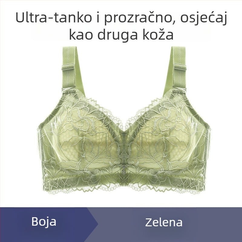 Grudnjak s punim košaricama, ultra tanak oblik košarice, odvojive dvostruke naramenice, čipkasti rub, dijamantni ukrasi