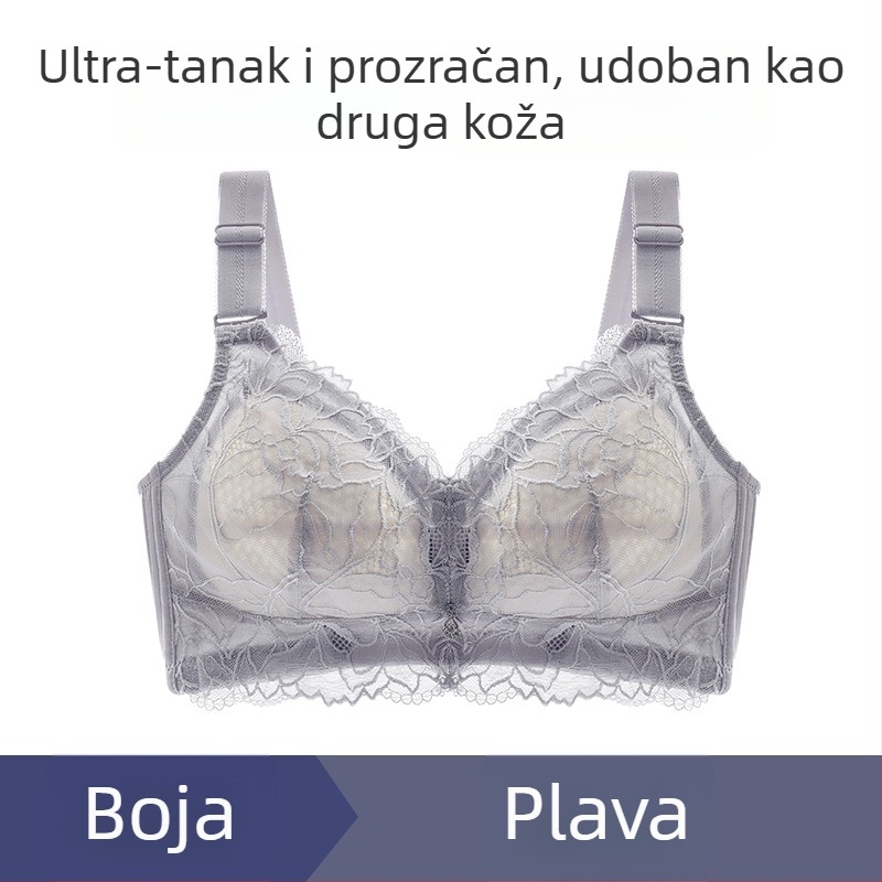 Grudnjak s punim košaricama, ultra tanak oblik košarice, odvojive dvostruke naramenice, čipkasti rub, dijamantni ukrasi
