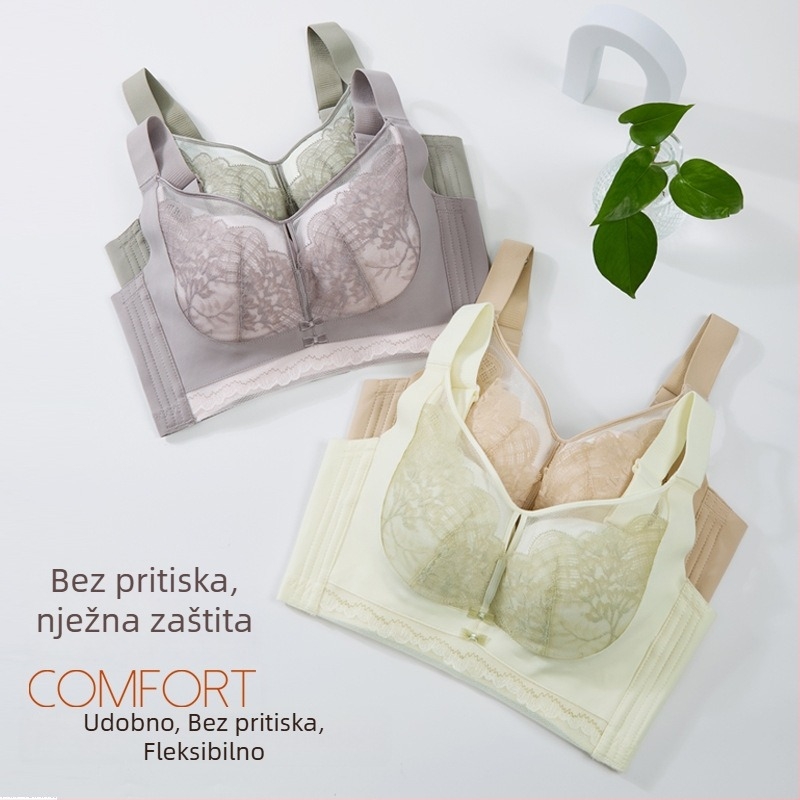 Čipkasti grudnjak od najlona, 3/4 košarice, srednje oblikovani košarici, stražnje zatvaranje s četiri reda kopči, prozračan i podržavajući