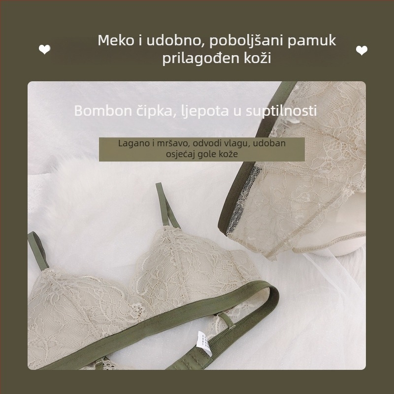 Francuski čipkasti ultra-tanki grudnjak bezšivni, push-up efekt za male grudi, velike grudi čine se manjima