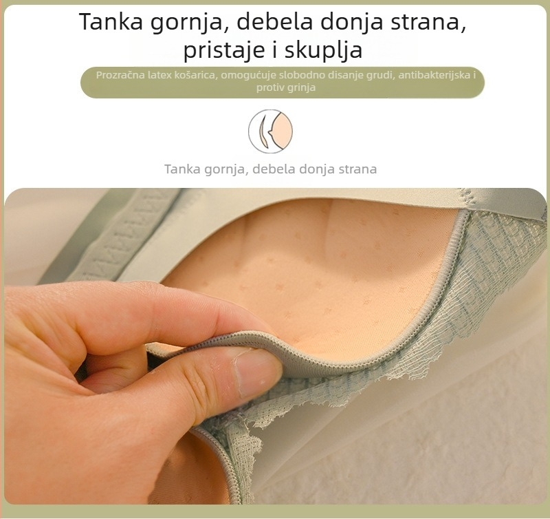 Čipkasti latex grudnjak za žene s malim dojkama, bežični, oblikovanje bočnih dojki, tanak stil