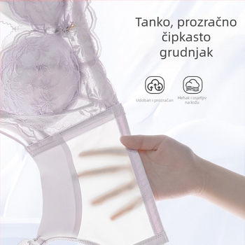 Mulberry svila žensko donje rublje za male grudi, čipkasti oblikujući push-up grudnjak s debelim šalicama protiv opuštanja