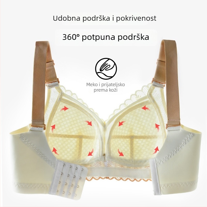 Bežični oblikujući grudnjak s punim košaricama, tanke oblikovane košarice, čipkasti materijal, odvojive naramenice halter
