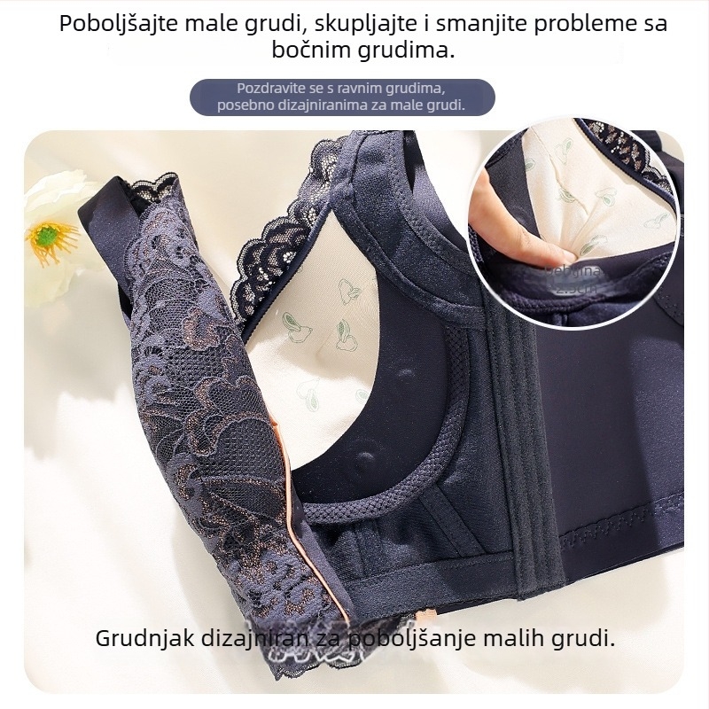 Najlon grudnjak za podizanje s košaricama 3/4, debelom podlogom i podesivim stražnjim zatvaračem