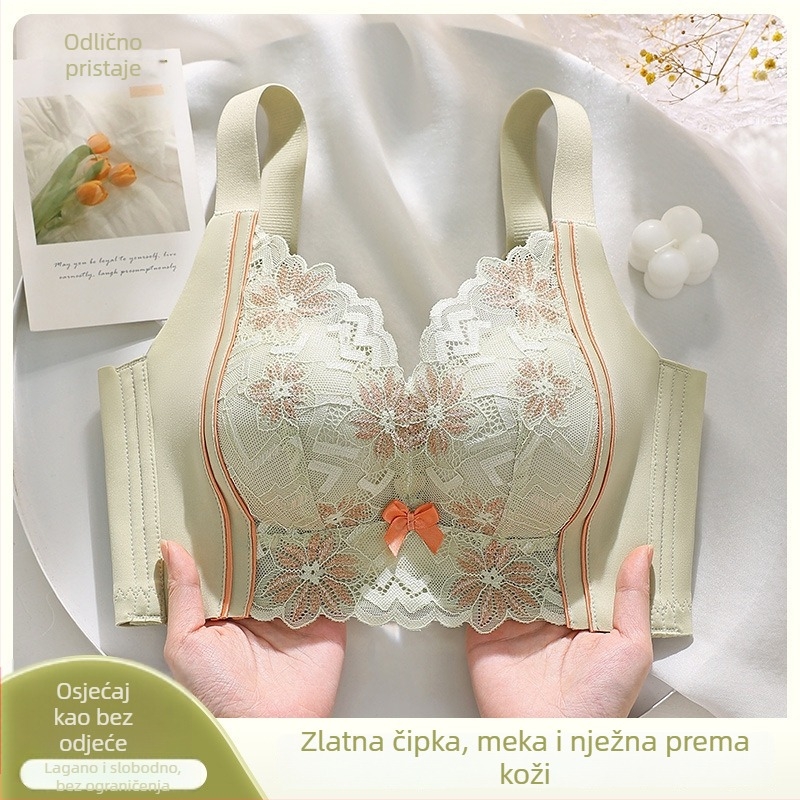 Čipkasti grudnjak bez žice za male grudi, podesivo dizanje i skupljanje, udoban