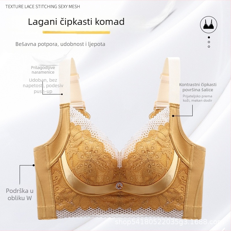Bezkosticni čipkasti grudnjak s podesivim naramenicama, kontrastne boje, lagani luksuz za sitne grudi