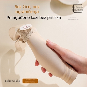 Satenski grudnjak s čipkom, bez žica, fiksni košarice, podesive naramenice, 3/4 košarica, push-up podrška