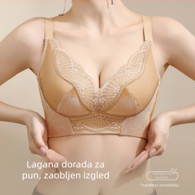 Grudnjak od najlona, bez žice, 3/4 košarica, srednje oblikovana košarica, čvrste naramenice, stražnje zatvaranje s četiri reda kopči