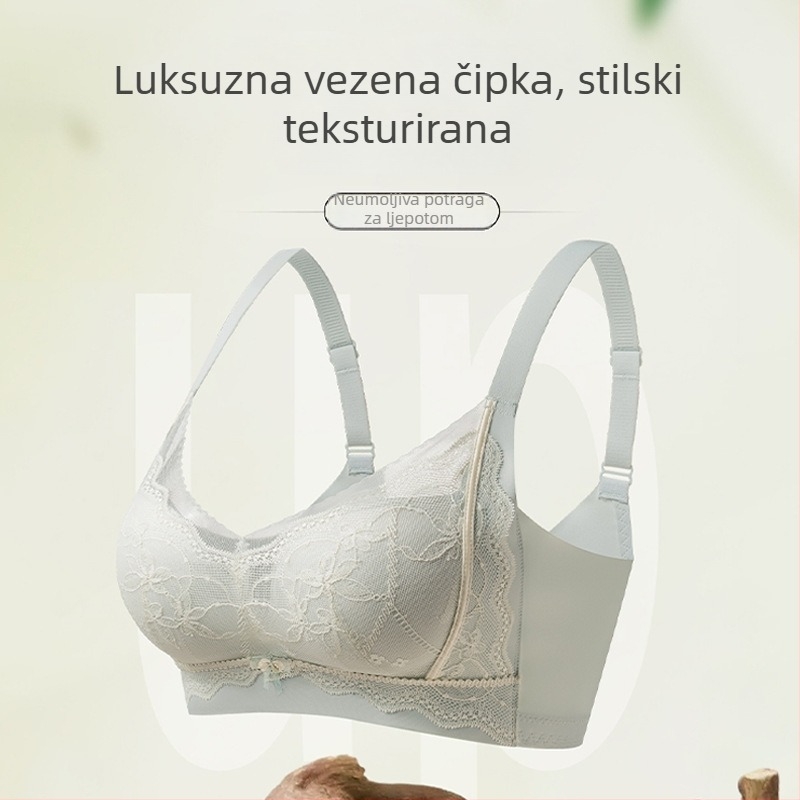 981 tanak ženski grudnjak s floralnom čipkom, bez žice, push-up, glatke košarice, podesiva