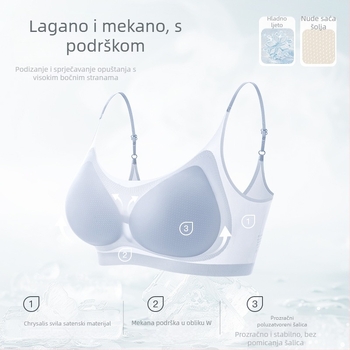 Ženski sportski grudnjak od Ice Silk materijala, prozračan, push-up, udoban; materijal: najlon; odvojivi dvostruki remeni