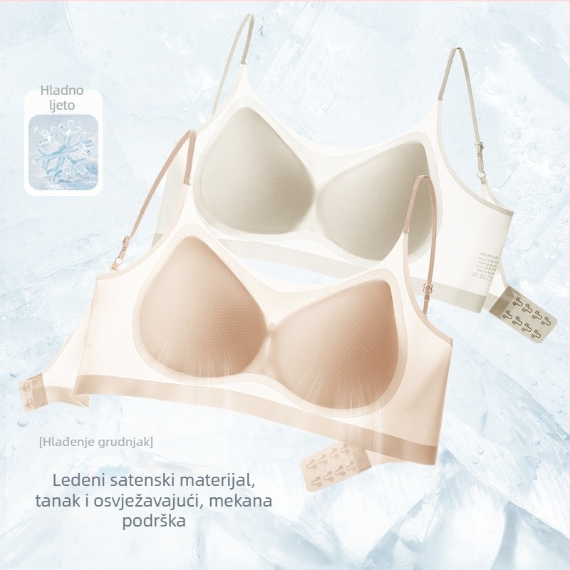 Ženski sportski grudnjak od Ice Silk materijala, prozračan, push-up, udoban; materijal: najlon; odvojivi dvostruki remeni