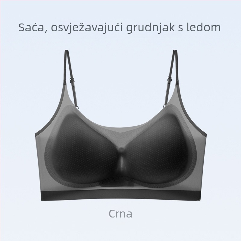 Ženski sportski grudnjak od Ice Silk materijala, prozračan, push-up, udoban; materijal: najlon; odvojivi dvostruki remeni