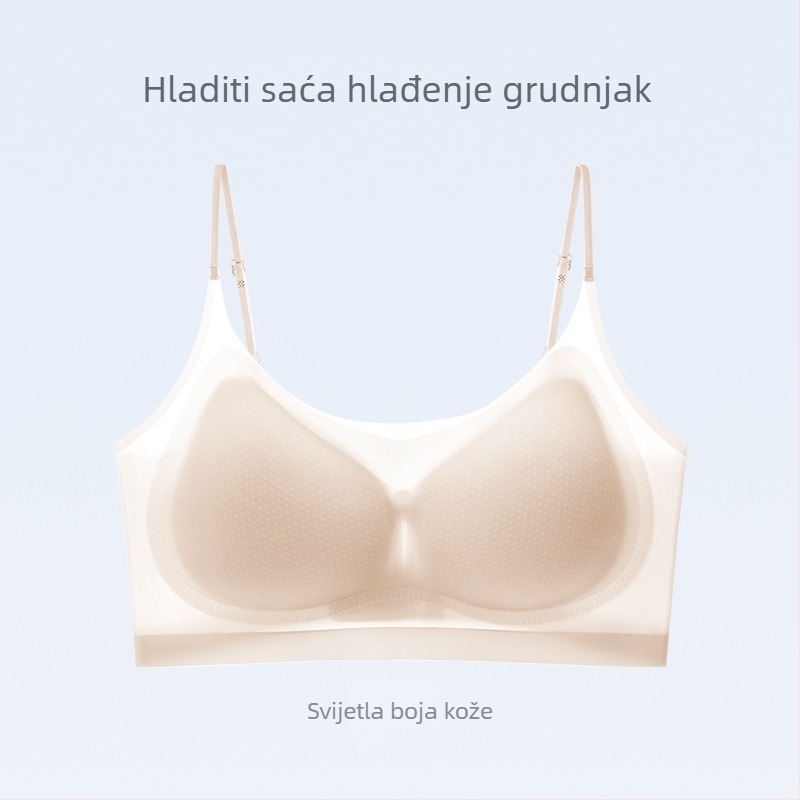 Ženski sportski grudnjak od Ice Silk materijala, prozračan, push-up, udoban; materijal: najlon; odvojivi dvostruki remeni