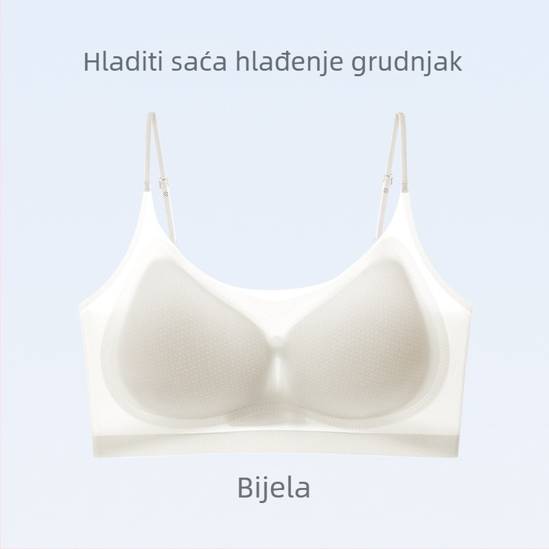 Ženski sportski grudnjak od Ice Silk materijala, prozračan, push-up, udoban; materijal: najlon; odvojivi dvostruki remeni