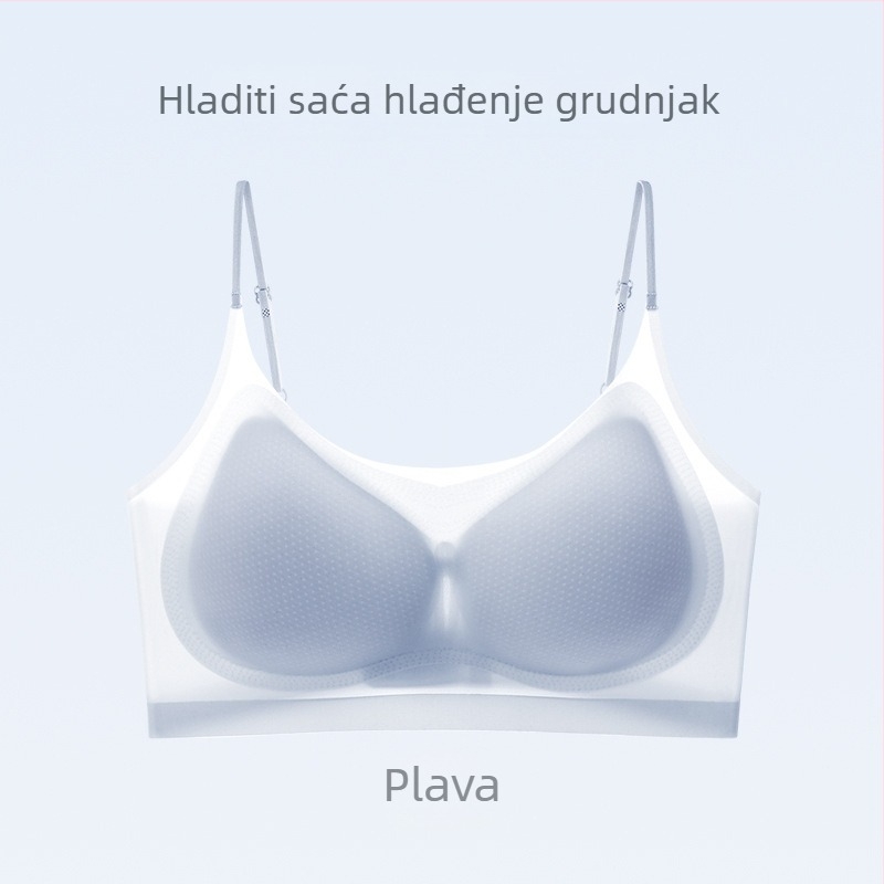 Ženski sportski grudnjak od Ice Silk materijala, prozračan, push-up, udoban; materijal: najlon; odvojivi dvostruki remeni