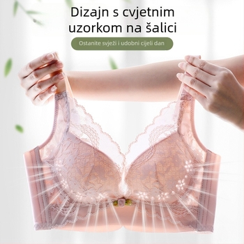 Bezšivna čipkasta grudnjica za žene, lagana ljetna verzija, 3/4 košarica s ultratankim oblikovanim košaricama, najlon tkanina, podstava od spandeksa, bez čelične žice, fiksni dvostruki kaiševi