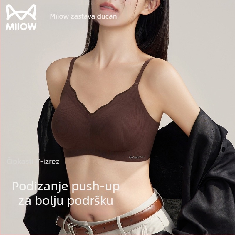 Catman Ženski push-up grudnjak, Šalice 3/4 s tankim oblikovanim košaricama, Glavni materijal: najlon, Podstava od spandeksa, Fiksne naramenice, Stražnje kopčanje s četiri reda kukica