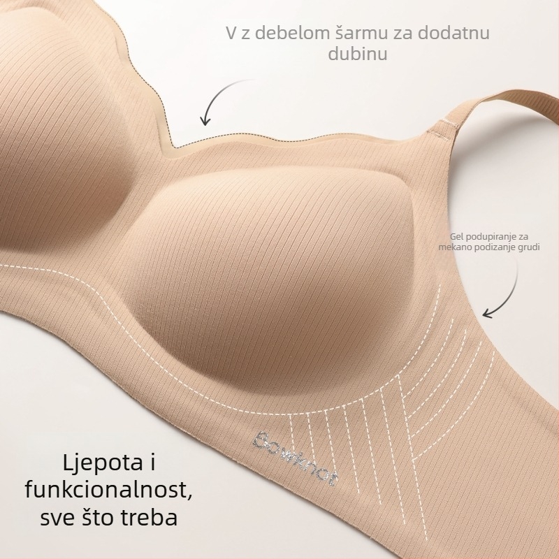 Catman Ženski push-up grudnjak, Šalice 3/4 s tankim oblikovanim košaricama, Glavni materijal: najlon, Podstava od spandeksa, Fiksne naramenice, Stražnje kopčanje s četiri reda kukica