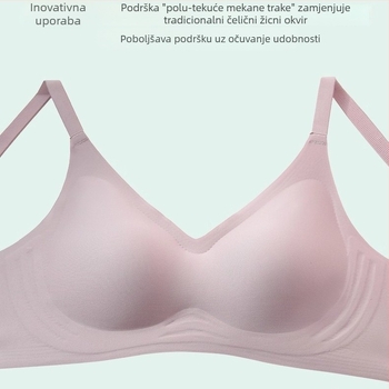 Bezšivni grudnjak za žene s malim prsima, tanak, protiv opuštanja, mek potpora, 3/4 košarica, oblik grudnjaka: gornja tanja, donja debela, fiksne naramenice, stražnje dvostruko kopčanje, najlon