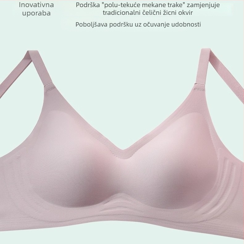 Bezšivni grudnjak za žene s malim prsima, tanak, protiv opuštanja, mek potpora, 3/4 košarica, oblik grudnjaka: gornja tanja, donja debela, fiksne naramenice, stražnje dvostruko kopčanje, najlon