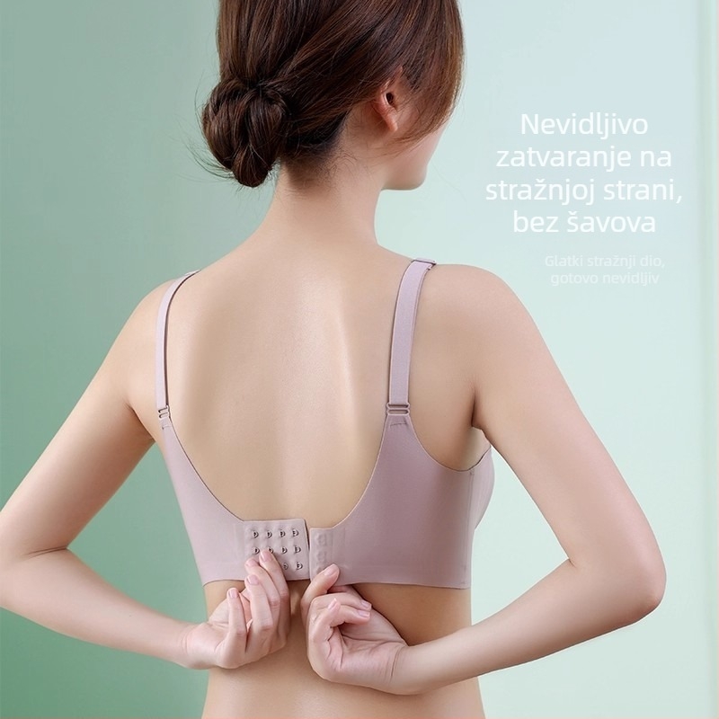 Bezšivni grudnjak za žene s malim prsima, tanak, protiv opuštanja, mek potpora, 3/4 košarica, oblik grudnjaka: gornja tanja, donja debela, fiksne naramenice, stražnje dvostruko kopčanje, najlon