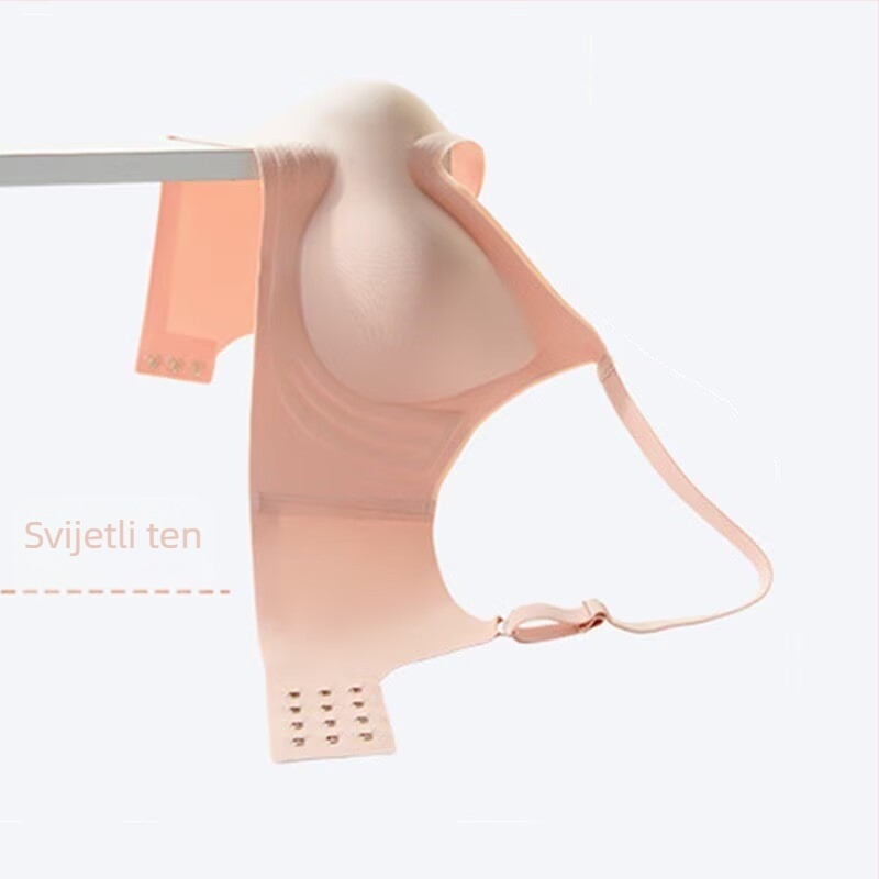 Bezšivni grudnjak za žene s malim prsima, tanak, protiv opuštanja, mek potpora, 3/4 košarica, oblik grudnjaka: gornja tanja, donja debela, fiksne naramenice, stražnje dvostruko kopčanje, najlon