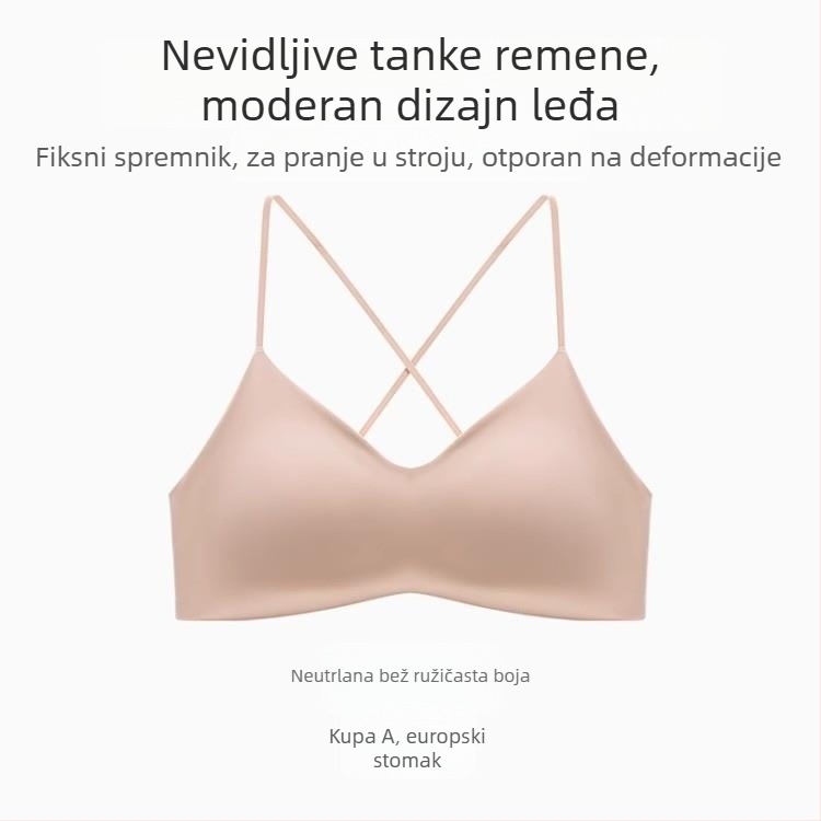 Bežična grudnjak bez šavova s križnim stražnjim dizajnom, push-up za male grudi, tanke naramenice, prozračni najlon