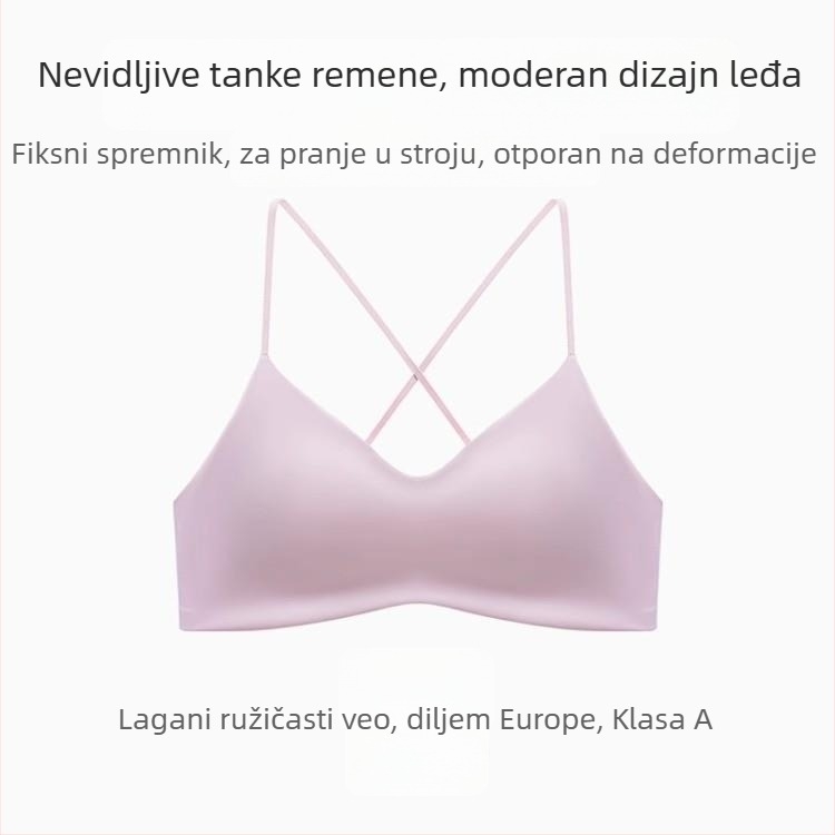 Bežična grudnjak bez šavova s križnim stražnjim dizajnom, push-up za male grudi, tanke naramenice, prozračni najlon
