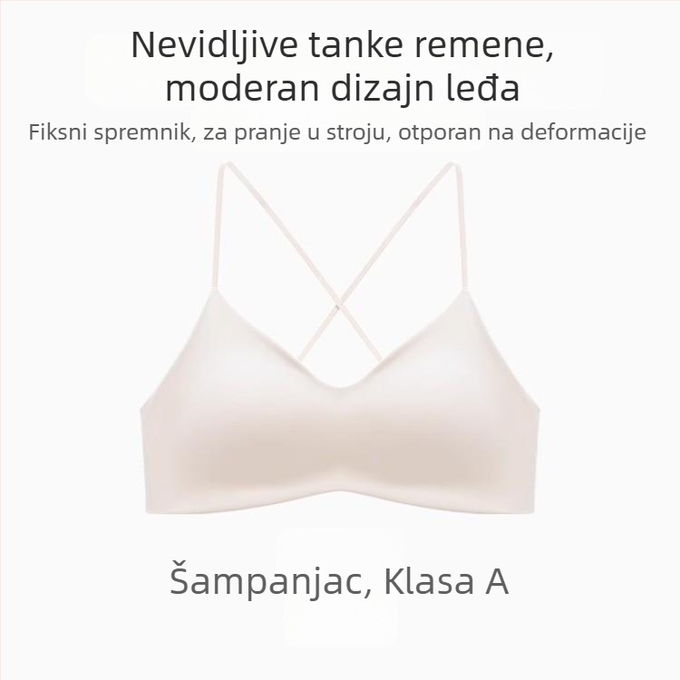 Bežična grudnjak bez šavova s križnim stražnjim dizajnom, push-up za male grudi, tanke naramenice, prozračni najlon