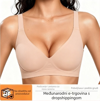 Push-Up bežični grudnjak, besprijekoran i prozračan, najlon s podstavom od spandeksa, 3/4 košarica s tankim oblikovanjem