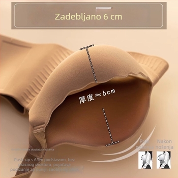 6 cm debeli bešavni grudnjak bez žice za žene s malim prsima, skuplja i vizualno povećava dekolte, minimalistički dizajn.